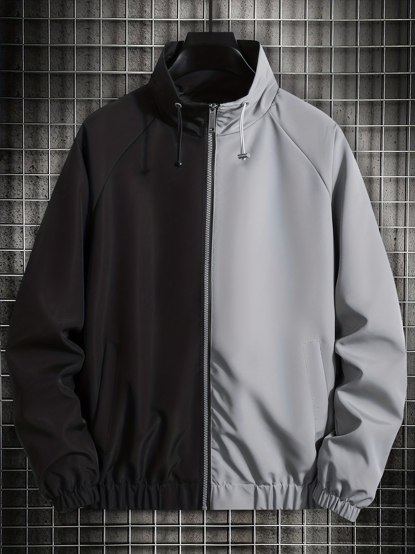 Men's Casual Stand Collar Zip Up Jacket For Spring Fall Outdoor