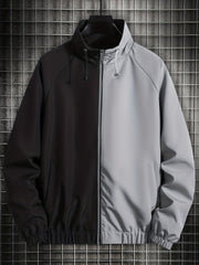 Men's Casual Stand Collar Zip Up Jacket For Spring Fall Outdoor