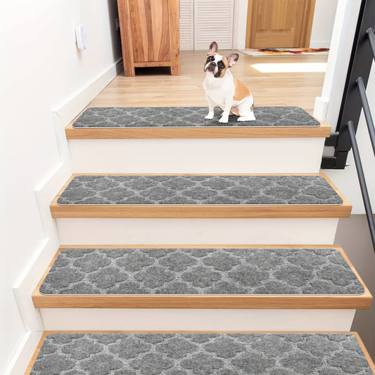 Non Slip Stairs Carpet Tape - Set of 15 Gray Self Adhesive