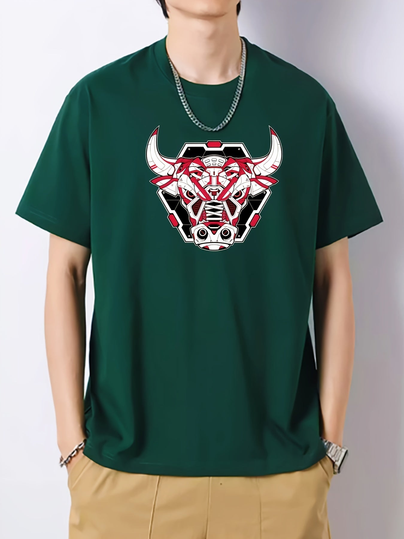 Ox Print Men's Cotton Crew Neck Active T-shirt
