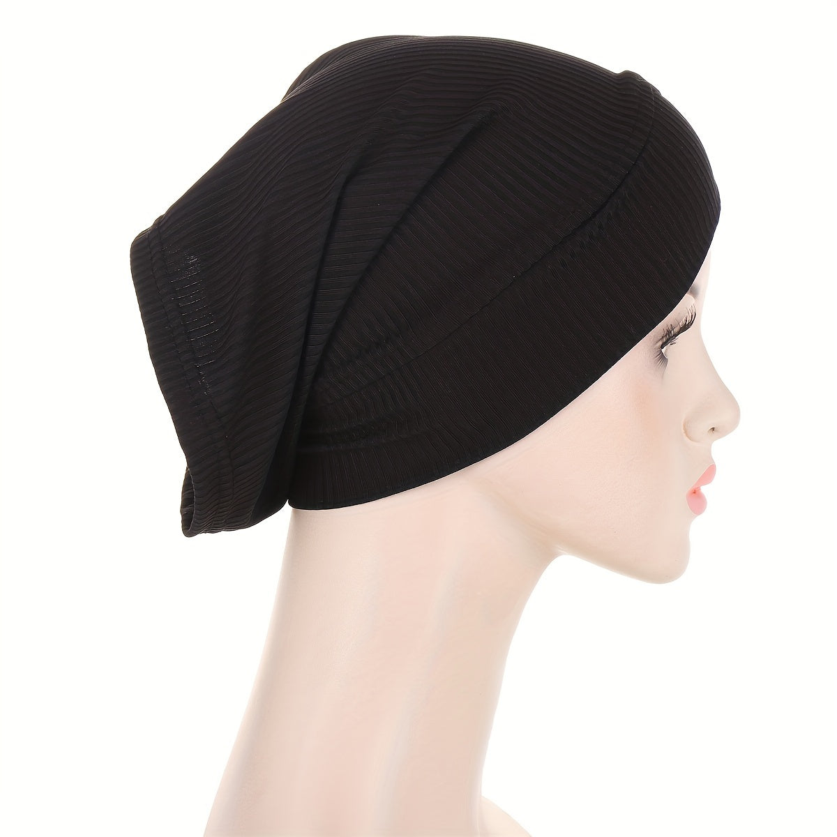 Striped Turban Cap Inner Hijab Hat Elastic Underscarf Beanie Head Wraps