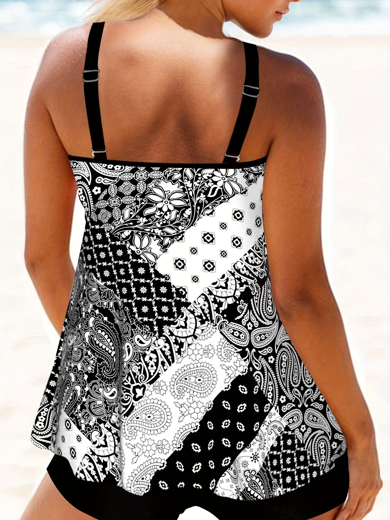  Paisley Print Boho Tankini Set
