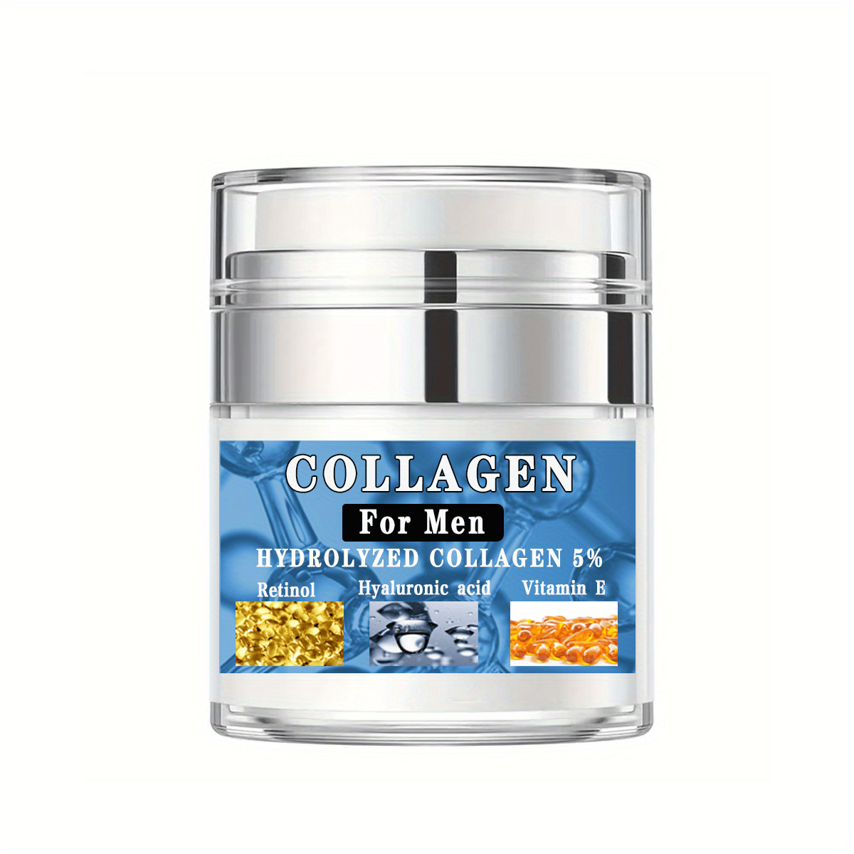 Men Face Cream with Collagen Retinol Hyaluronic Acid Vitamin E 1.76 Oz