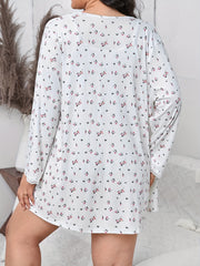  Ditsy Floral Print Lace Trim Pajama Set