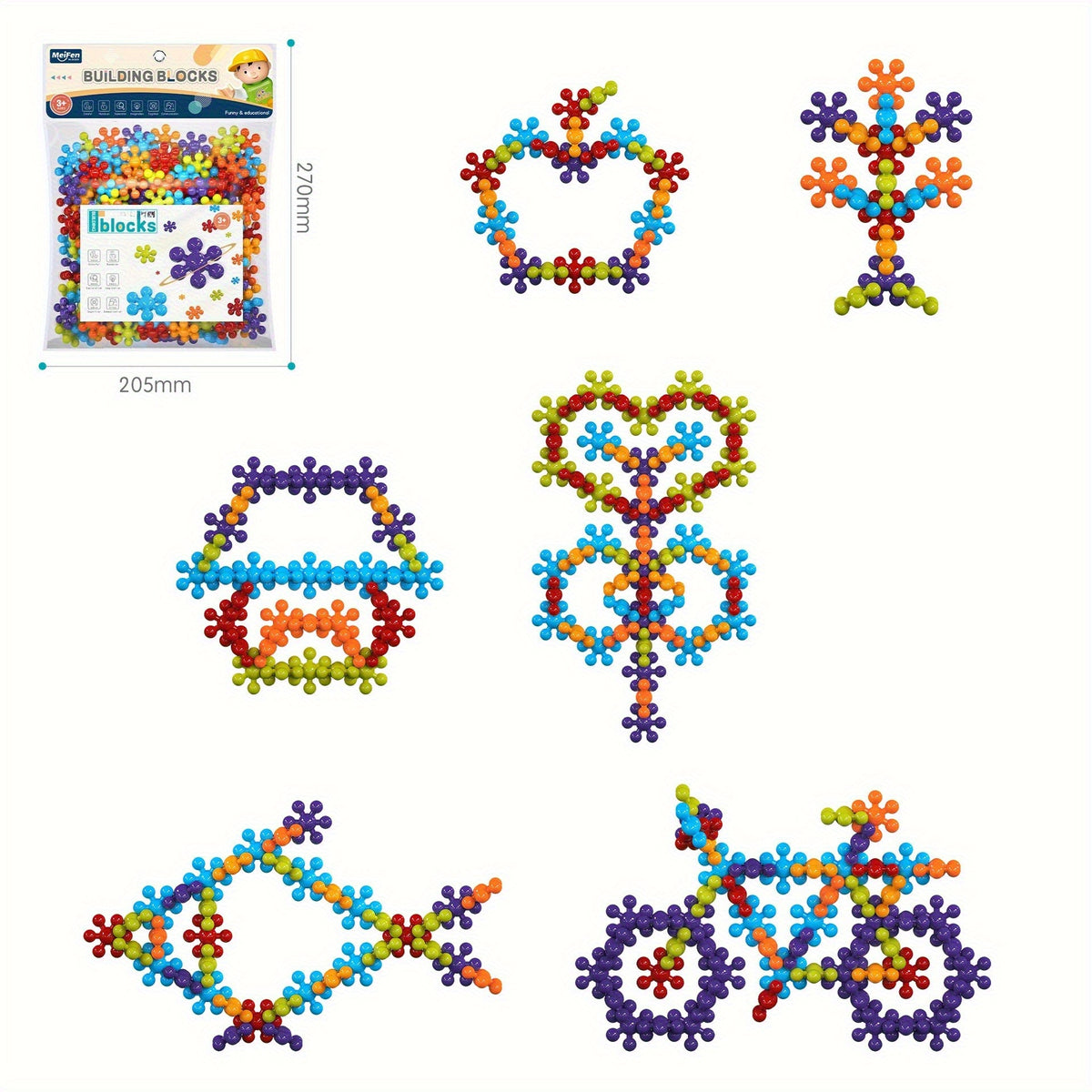150pcs 3D Heart Shaped Building Blocks Kids' Educational Puzzle Stacking Blocks
