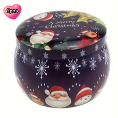 2pcs Iron Box Fragrance Candle Jar Round Tin Flower Tea Candy Box