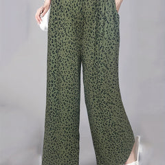 Leopard Print High Rise Wide Leg Pants With Pockets