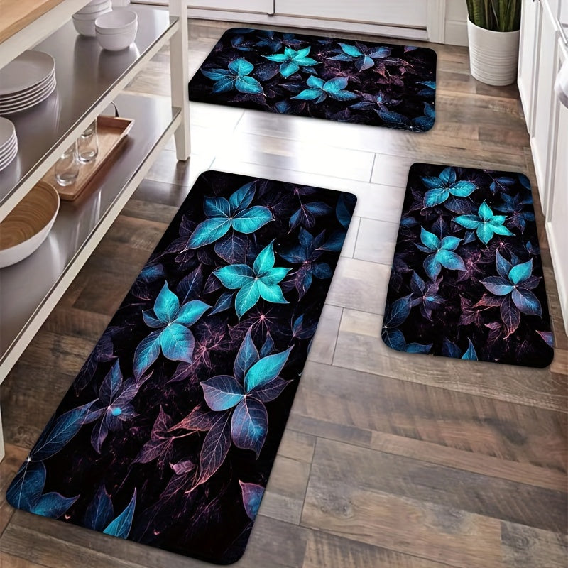 Dark Flowers Kitchen Mat Indoor Decor