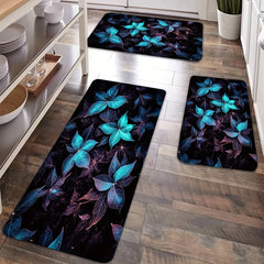 Dark Flowers Kitchen Mat Indoor Decor