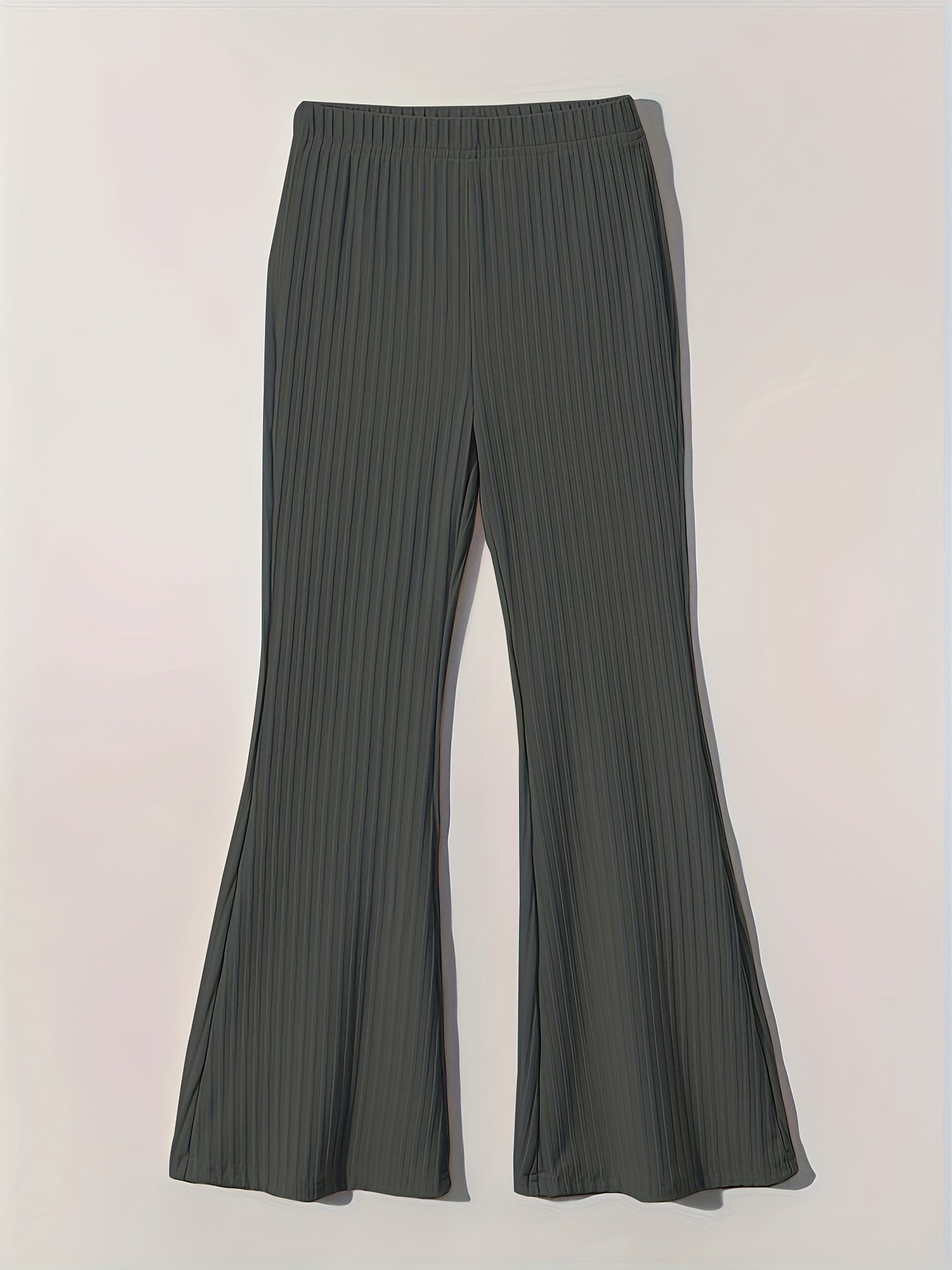 Girls Ribbed Knit Flare Leg Pants High Waist Kids Spring Summer Clothes