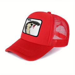 Unisex Sunshade Baseball Cap with Snake Embroidery