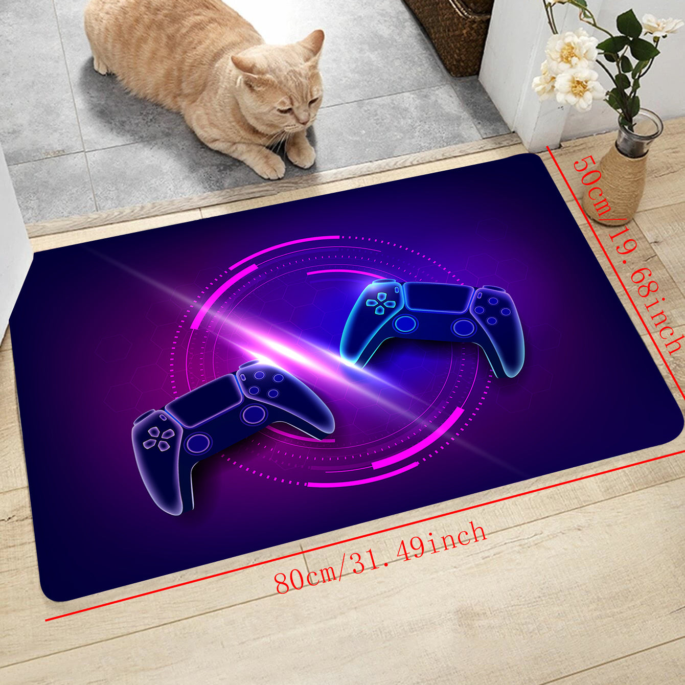 Colorful Game Console Floor Carpet Enhances Gaming Experience