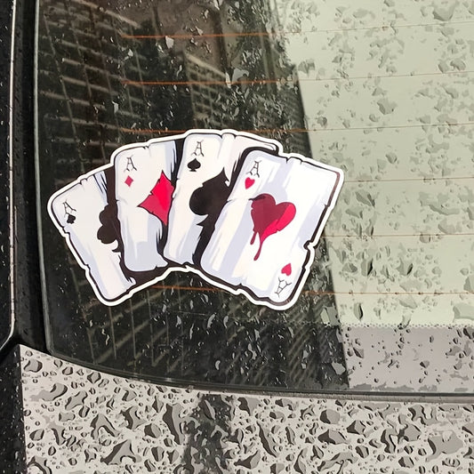 Poker Red & Peach Reflective Sticker Decal