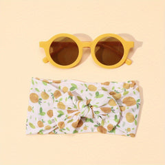 2pcs Fruits Floral Print Headbands & Sunglasses Set for Girls