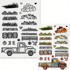 Truck Grass Love Stamps And Dies for Card Making Flowers