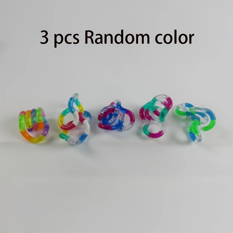 3pcs Stress Relief Twist & Transforming Toys Colorful Shapeshifting Fidget Toys