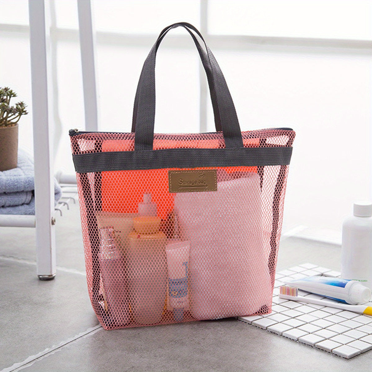 Travel Large Cosmetic Bag Makeup Mesh Toiletry Bag Portable Pouch Case