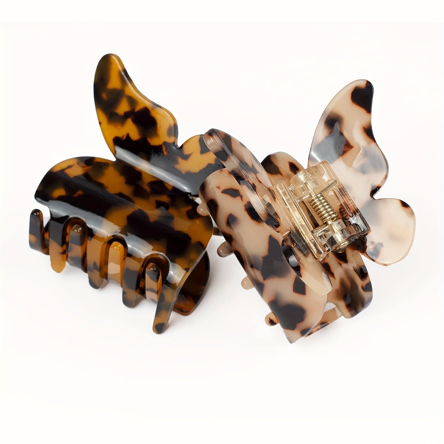 2pcs Leopard Pattern Butterfly Hair Claw Clip for Women Girls