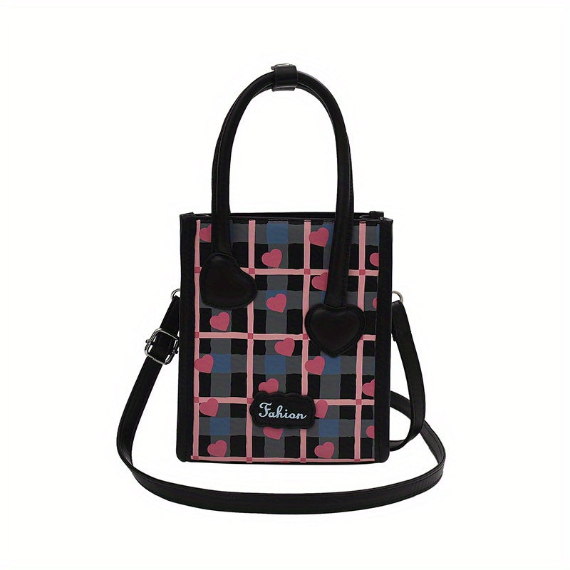Mini Heart Pattern Crossbody Bag PU Leather Textured Purse