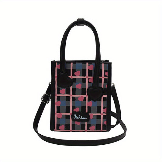 Mini Heart Pattern Crossbody Bag PU Leather Textured Purse