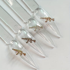 40pcs 3D Alloy Gun Shaped Rhinestone Nail Art Jewelry