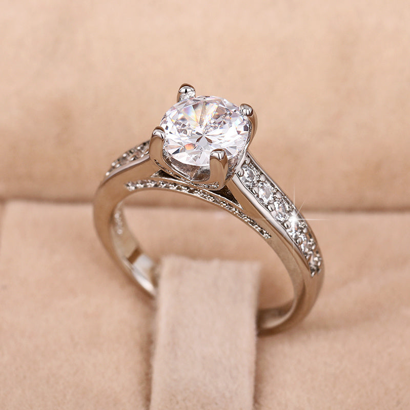 925 Silver Plated Zircon Wedding Ring for Women