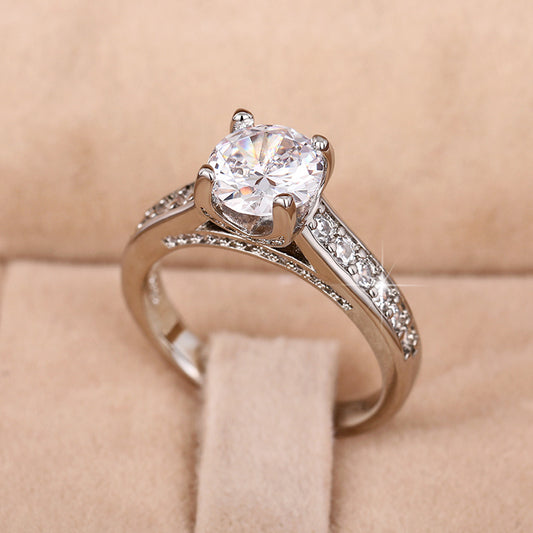 925 Silver Plated Zircon Wedding Ring for Women
