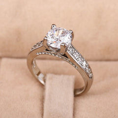 925 Silver Plated Zircon Wedding Ring for Women