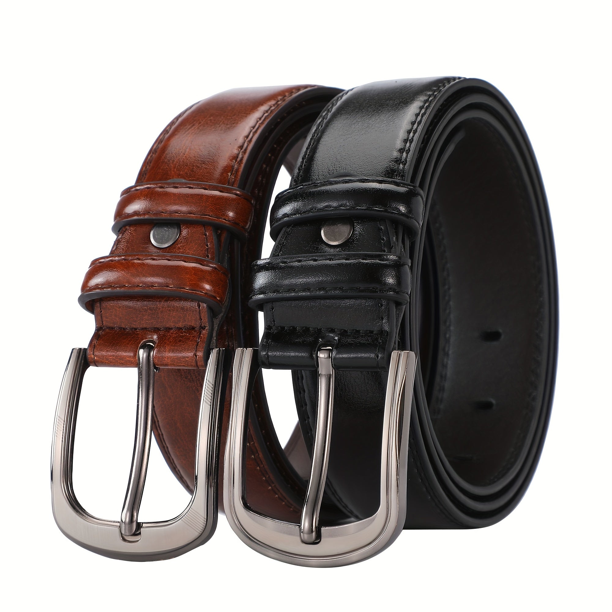 Men's Pin Buckle Belt PU Leather Casual Jeans Pants Waist Strap