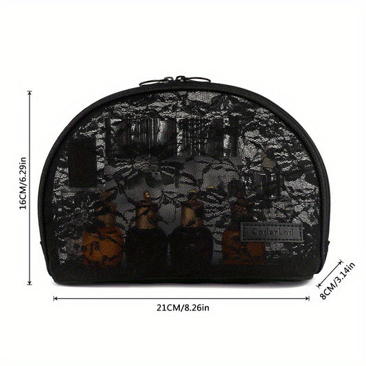 Floral Mesh Makeup Bag Women Breathable Zipper Pouch Toiletry Travel Organizer