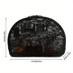 Floral Mesh Makeup Bag Women Breathable Zipper Pouch Toiletry Travel Organizer