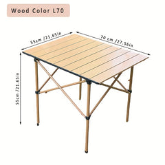 Portable Foldable Wood Grain Table Outdoor Camping Garden
