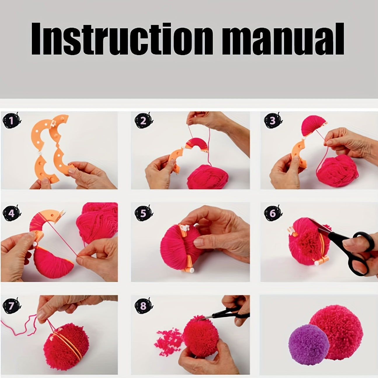 8pcs Yarn Pom Knitting Machine Tool Four Specifications Pompom Knitting Machine