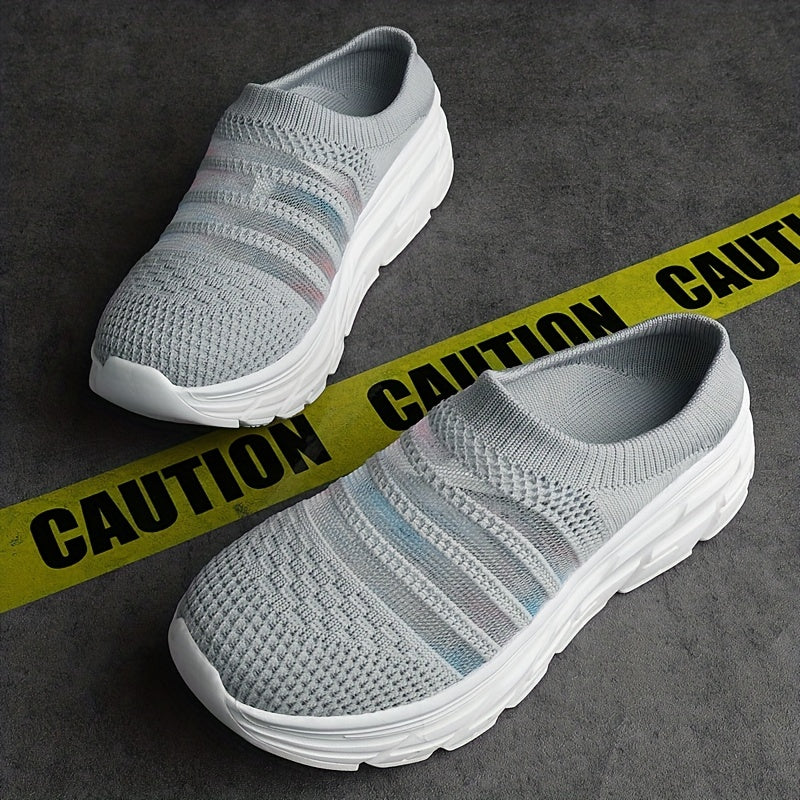 Women's Knitted Platform Loafers Slip On Sports Shoes