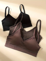 3pcs Ribbed Sports Bras Comfy Running Workout Bras Women's Lingerie
