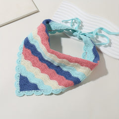 Colorful Triangle Crochet Bandana Pattern Head Scarf Pastoral Style