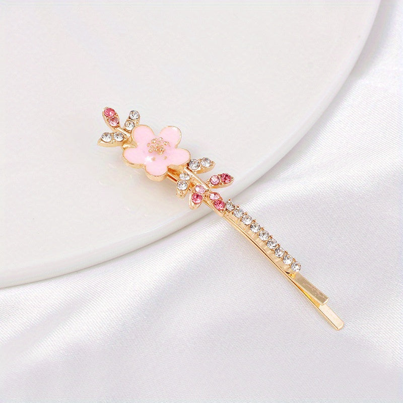 Rhinestone Flower Hair Clip Bobby Pin for Women