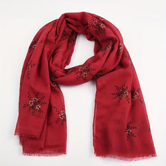 Vintage Plum Blossom Embroidery Tassel Shawl Hijab Scarf