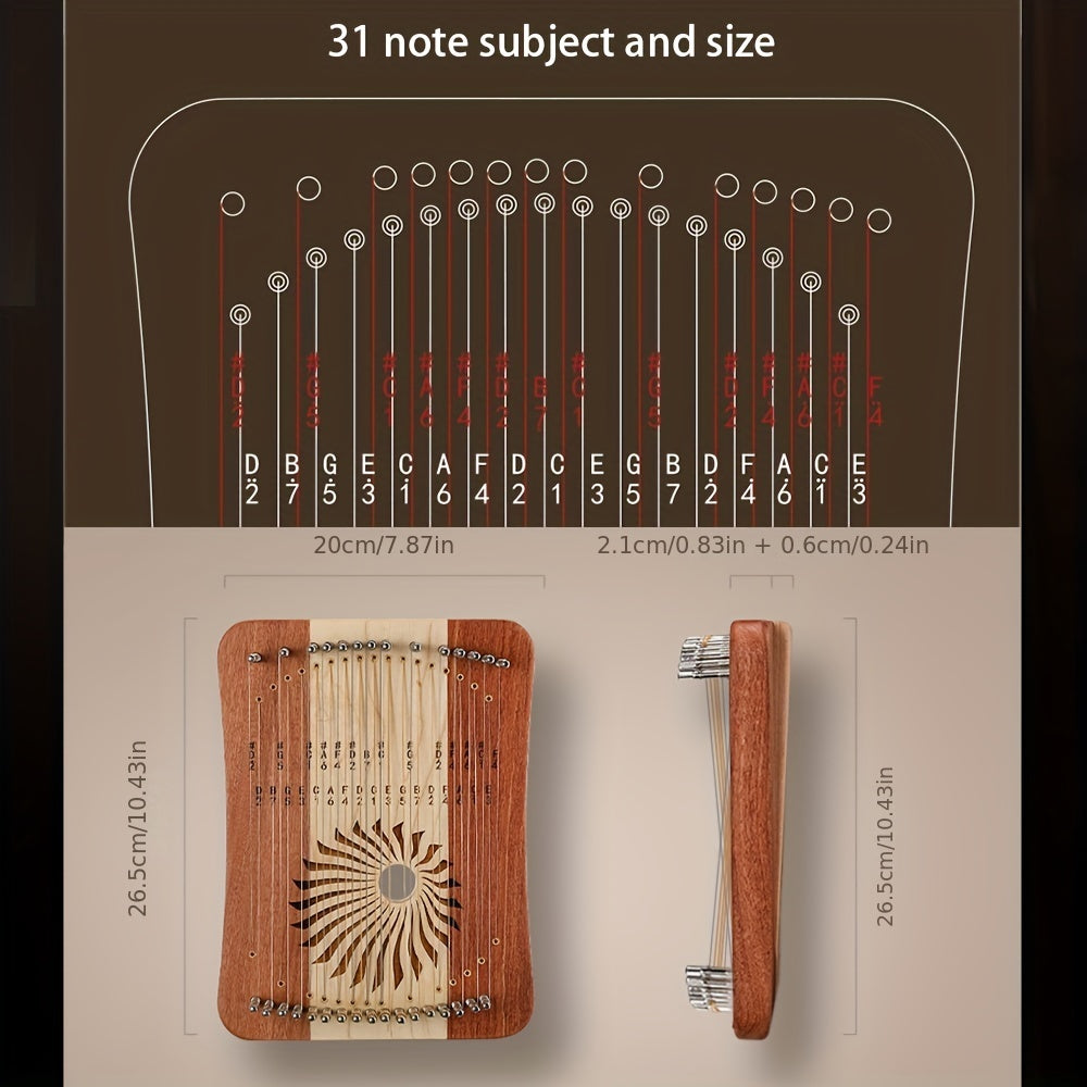 Prof Leyaqin Harp Lyre 17 31 String Maple Zambian Pear Finger Thumb Piano