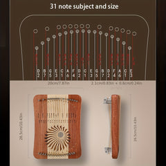 Prof Leyaqin Harp Lyre 17 31 String Maple Zambian Pear Finger Thumb Piano