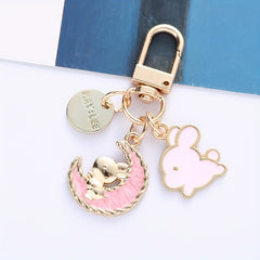 Cartoon Moon Rabbit Keychain For Girls Women Bunny Bag Pendant