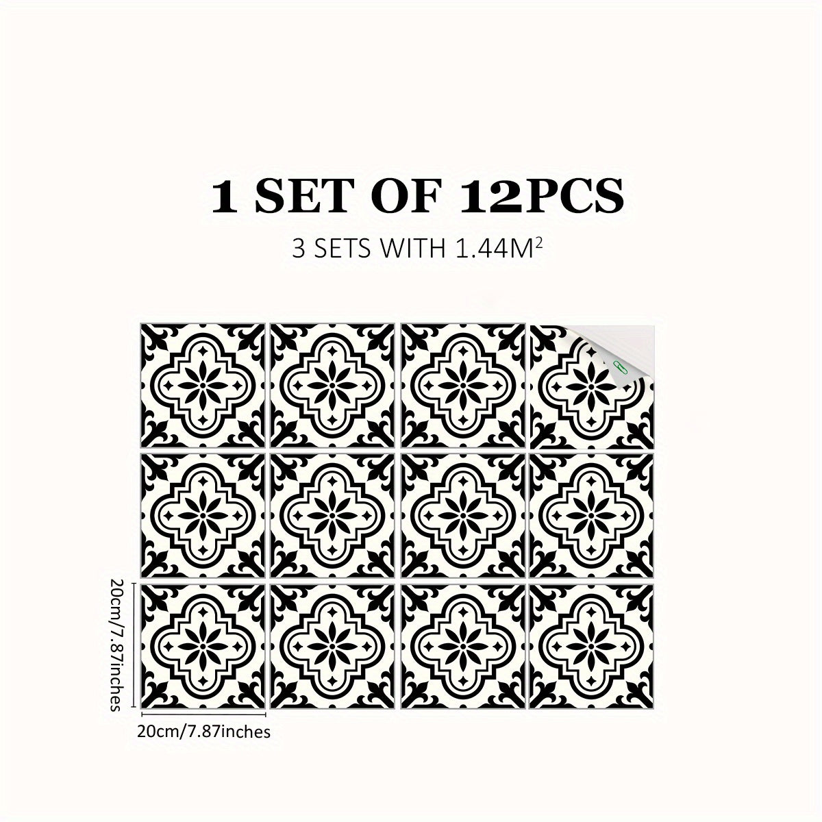 12pcs Moroccan Style Floor Stickers Waterproof Non-slip Tile Stickers