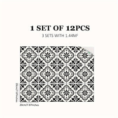 12pcs Moroccan Style Floor Stickers Waterproof Non-slip Tile Stickers