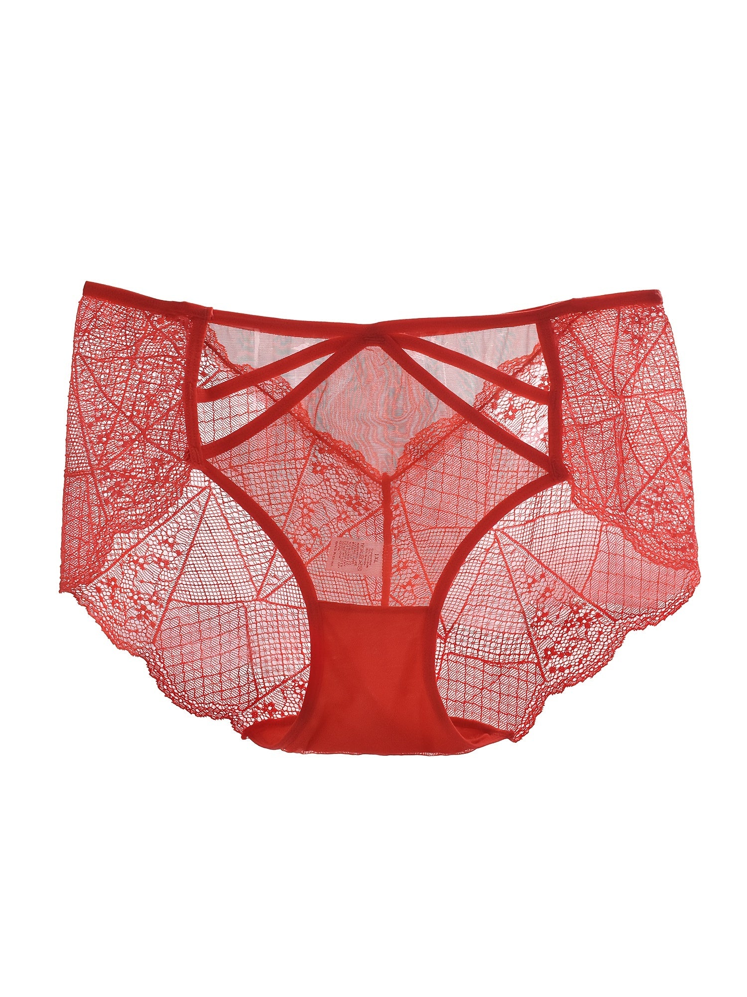 3pk Plus Size Lace Mid Waist Semi Sheer Panties