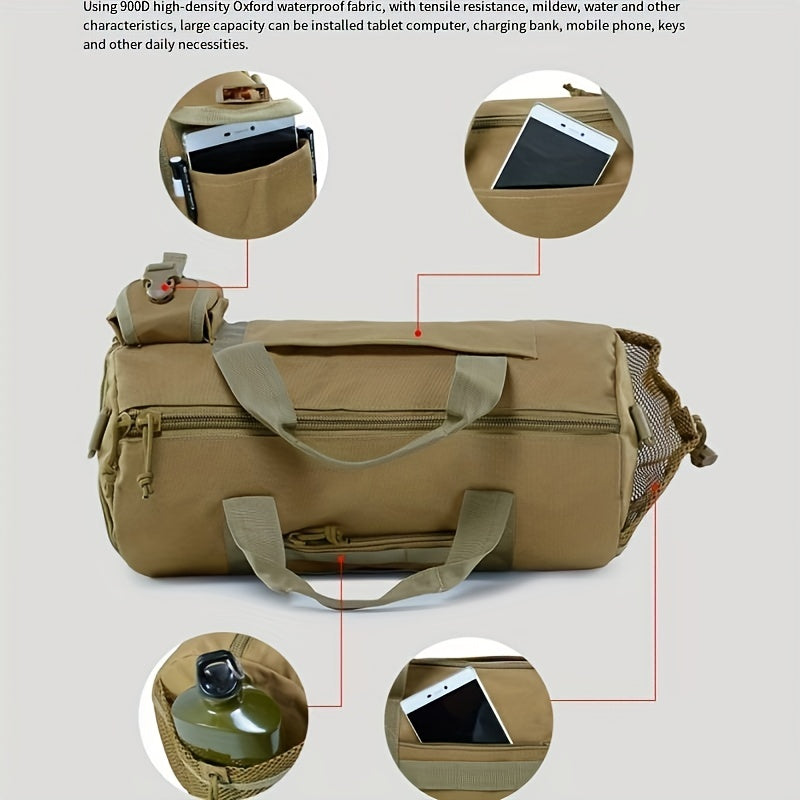 Camouflage Round Barrel Duffel Bag for Camping Travel
