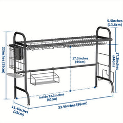 Stainless Steel Large Dish Rack with Utensil Holder