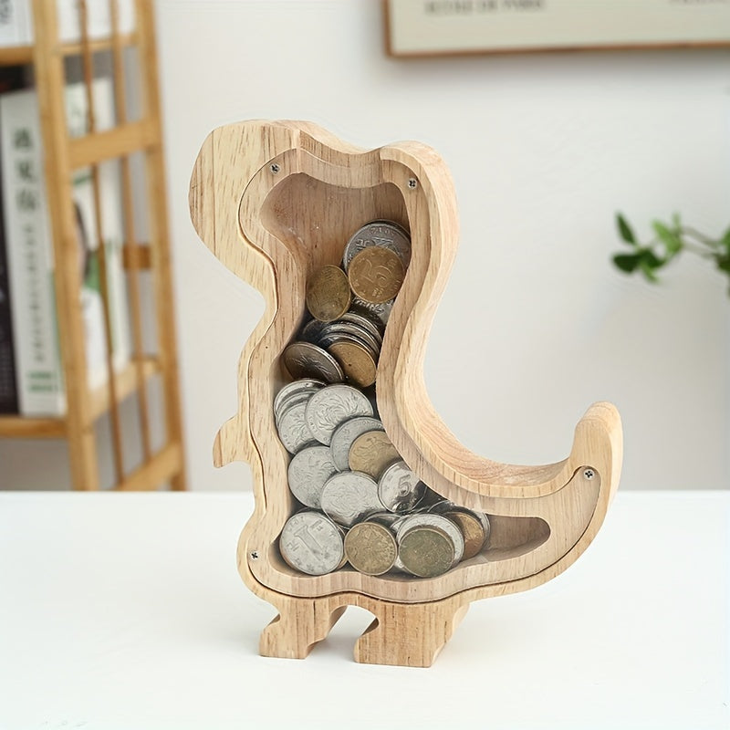 Kids Wooden Dinosaur Piggy Bank Personalized Coin Bank
