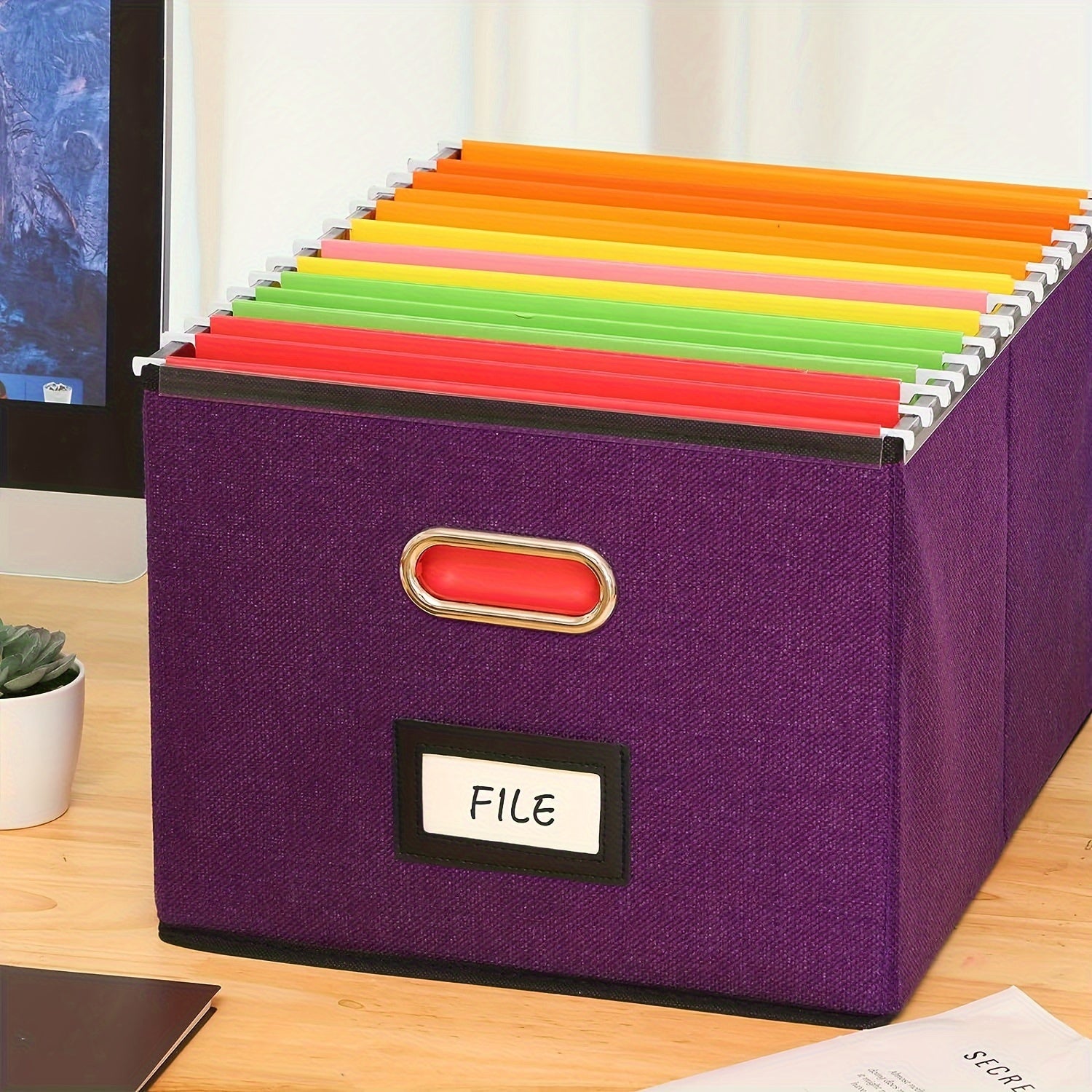 File Storage Box With Handles Portable Basket For Toys Documents Certificates