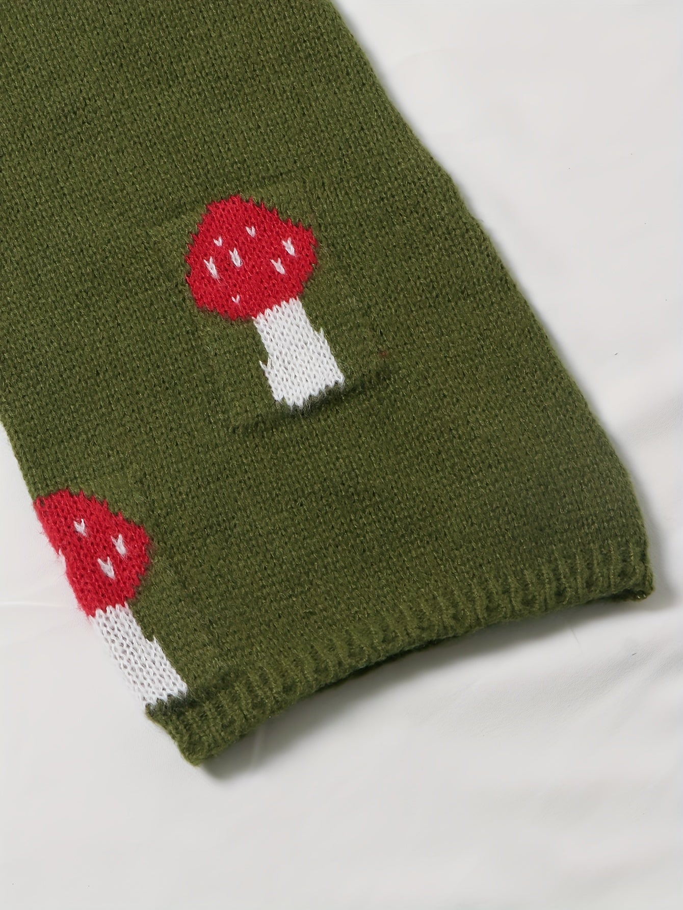  Y2K Mushroom Print Bell Sleeve Crop Sweater