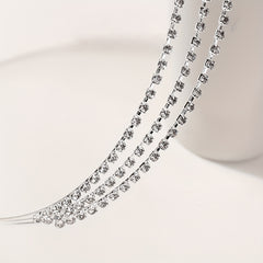 Three Layered Rhinestone Headband Metal Head Hoop Bridal Headdress